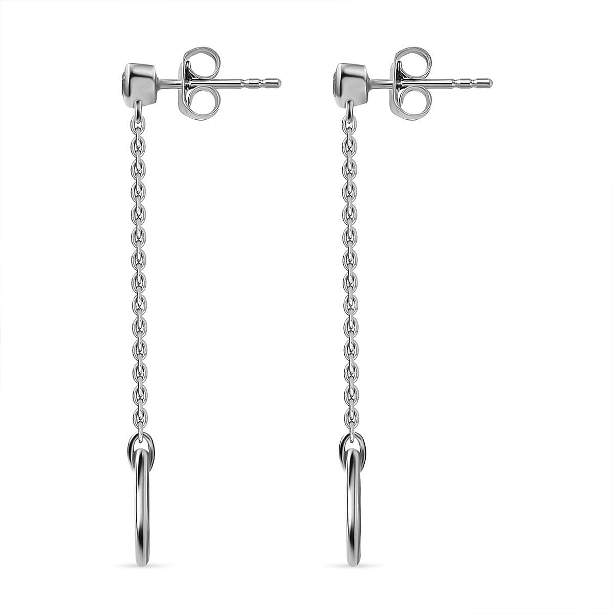 Luxuriant Diamond  Lab Grown Diamond  Fancy Earring in Rhodium Overlay Sterling Silver 0.15 ct  0.150  Ct.