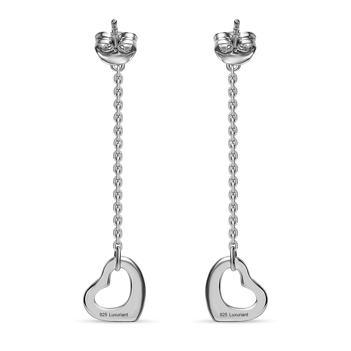 Luxuriant Diamond  Lab Grown Diamond  Fancy Earring in Rhodium Overlay Sterling Silver 0.15 ct  0.150  Ct.