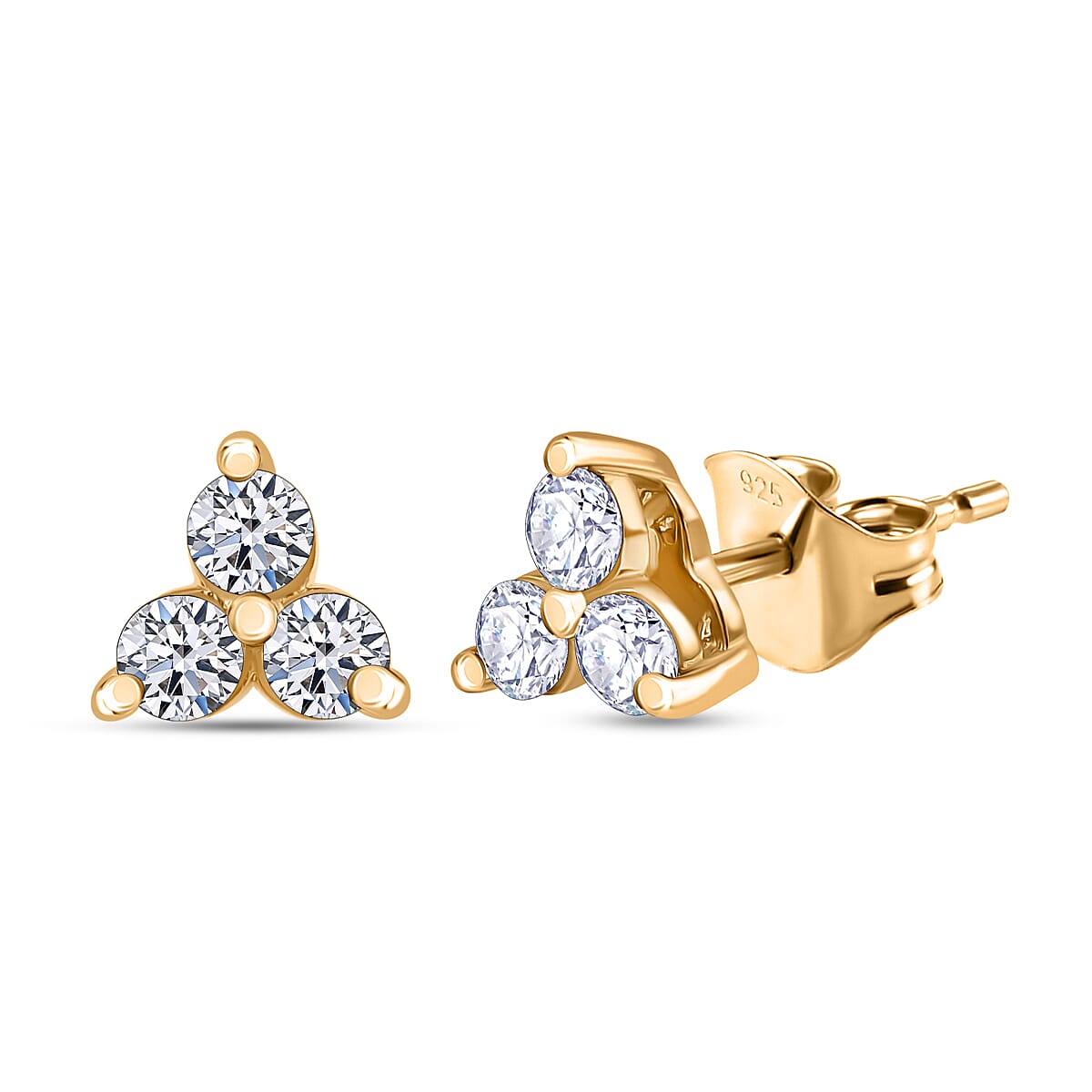 Luxuriant Diamond Lab Grown Diamond (SI-G-H) Earring with Push Back in 18K Vermeil Yellow Gold Plated Sterling Silver 0.52 Ct.