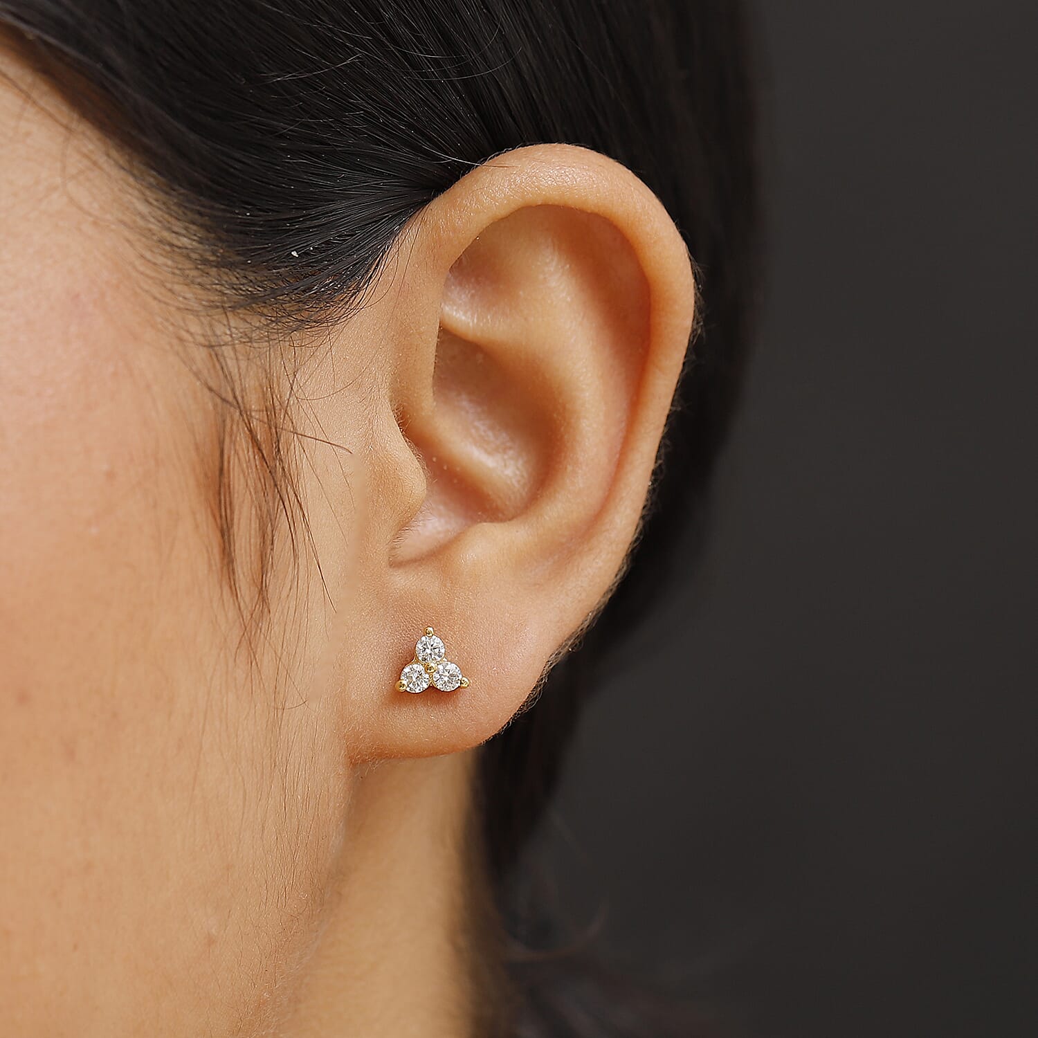 Luxuriant Diamond Lab Grown Diamond (SI-G-H) Earring with Push Back in 18K Vermeil Yellow Gold Plated Sterling Silver 0.52 Ct.