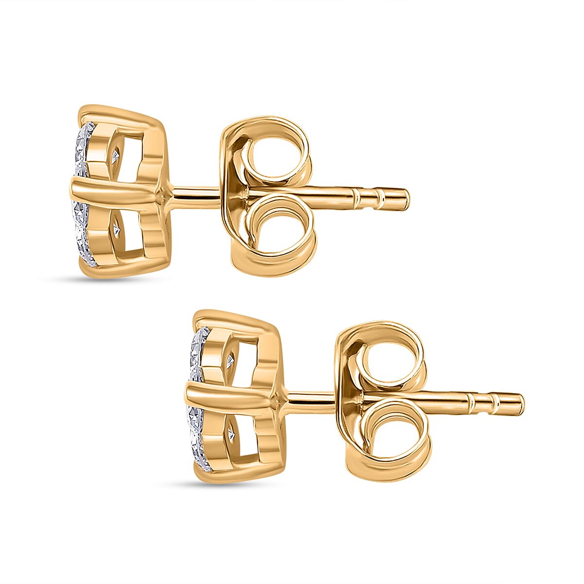 Luxuriant Diamond Lab Grown Diamond (SI-G-H) Earring with Push Back in 18K Vermeil Yellow Gold Plated Sterling Silver 0.52 Ct.