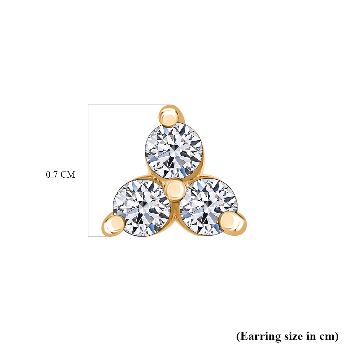 Luxuriant Diamond Lab Grown Diamond (SI-G-H) Earring with Push Back in 18K Vermeil Yellow Gold Plated Sterling Silver 0.52 Ct.