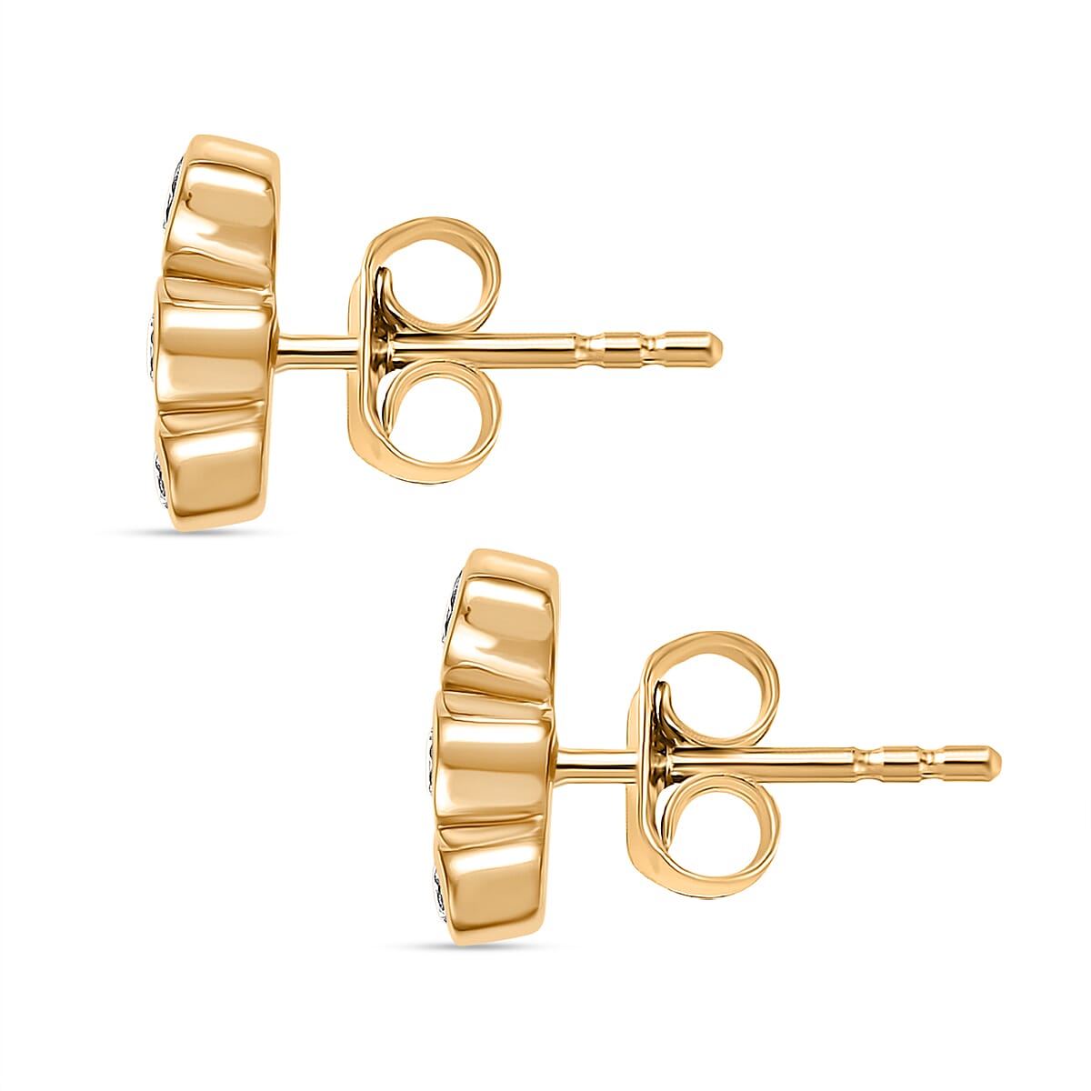 Luxuriant Lab Grown Diamond (SI-GH) Solitaire Stud Push Post Earring in 18K Vermeil Yellow Gold Plated Sterling Silver 0.26 Ct.