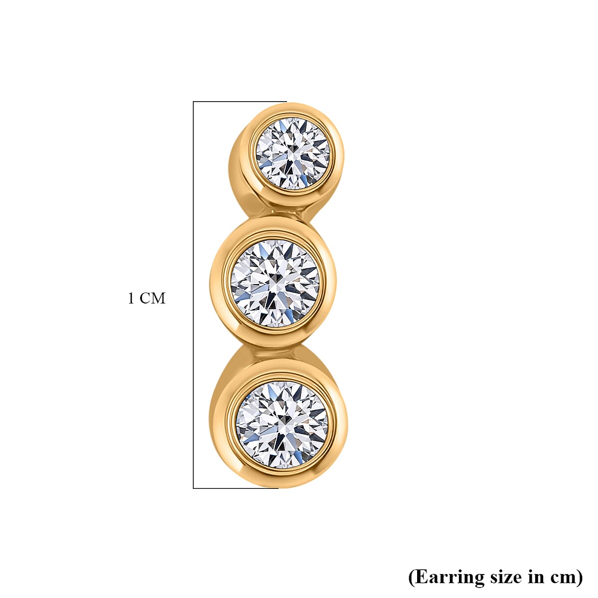 Luxuriant Lab Grown Diamond (SI-GH) Solitaire Stud Push Post Earring in 18K Vermeil Yellow Gold Plated Sterling Silver 0.26 Ct.