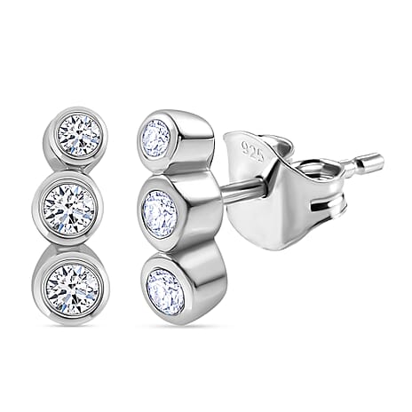 Luxuriant Lab Grown Diamond (SI-GH) Solitaire Stud Push Post Earring in Rhodium Overlay Sterling Silver 0.26 Ct.