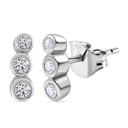 Luxuriant Diamond Lab Grown Diamond (SI-G-H) Solitaire Stud Push Post Earring in Rhodium Overlay Sterling Silver Luxuriant Diamond Lab Grown Diamond (SI-G-H) Solitaire Stud Push Post Earring in Rhodium Overlay Sterling Silver