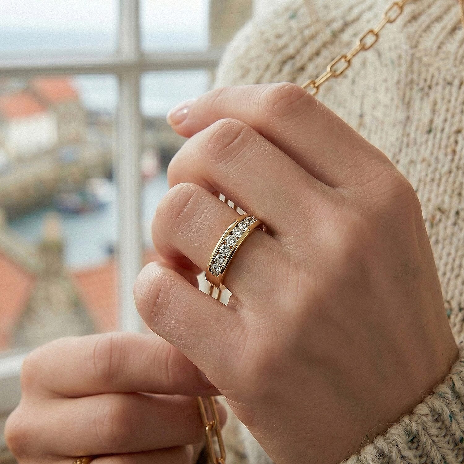 Luxuriant Diamond Lab Grown Diamond (SI-GH) Band Ring in Sterling Silver