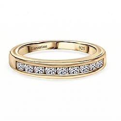 LUXURIANT 0.50 Ct. Lab Grown Diamond Half Eternity Band Ring in Sterling Silver (SI-GH)