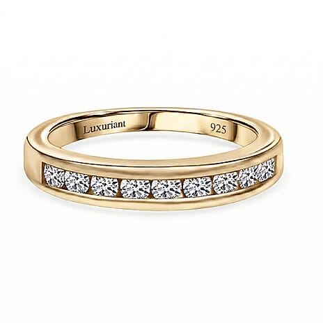 Luxuriant Diamond Lab Grown Diamond (SI-GH) Band Ring in 18K Vermeil Yellow Gold Plated Sterling Silver 0.50 Ct.