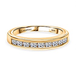 Luxuriant Lab Grown Diamond (SI-GH) Half Eternity Band Ring in Rhodium Overlay Sterling Silver 0.50 Ct.