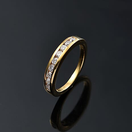 Luxuriant Diamond Lab Grown Diamond (SI-GH) Band Ring in 18K Vermeil Yellow Gold Plated Sterling Silver 0.50 Ct.