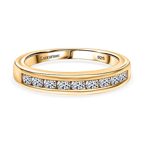 Luxuriant Diamond Lab Grown Diamond (SI-GH) Band Ring in 18K Vermeil Yellow Gold Plated Sterling Silver 0.50 Ct.