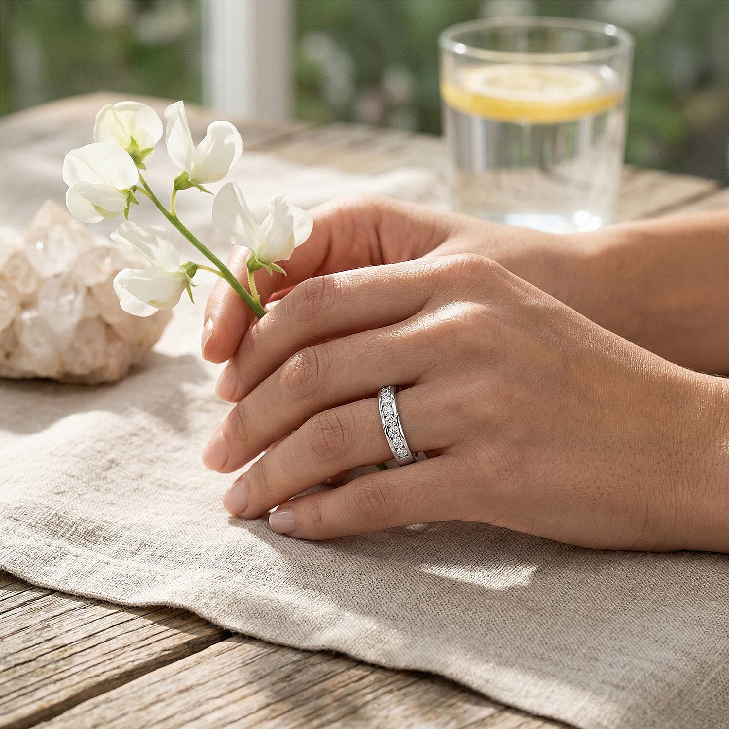 Luxuriant Diamond Lab Grown Diamond (SI-GH) Band Ring in Sterling Silver