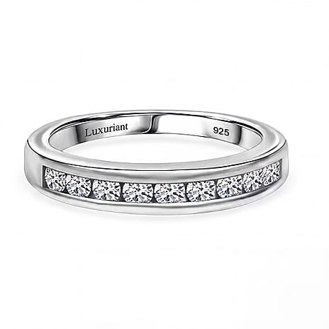 Luxuriant Diamond  Lab Grown Diamond (SI-GH) Band Ring in Rhodium Overlay Sterling Silver 0.50 ct  0.504  Ct.