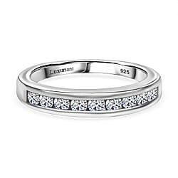 Luxuriant Lab Grown Diamond (SI-GH) Half Eternity Band Ring in Rhodium Overlay Sterling Silver 0.50 Ct.