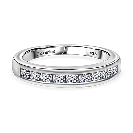 Luxuriant Diamond  Lab Grown Diamond (SI-GH) Band Ring in Rhodium Overlay Sterling Silver 0.50 ct  0.504  Ct.