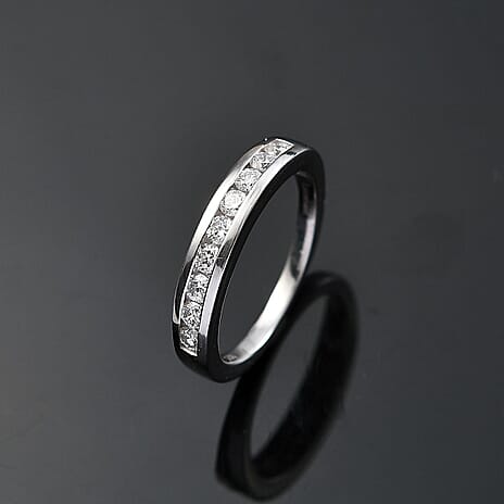 Luxuriant Diamond  Lab Grown Diamond (SI-GH) Band Ring in Rhodium Overlay Sterling Silver 0.50 ct  0.504  Ct.