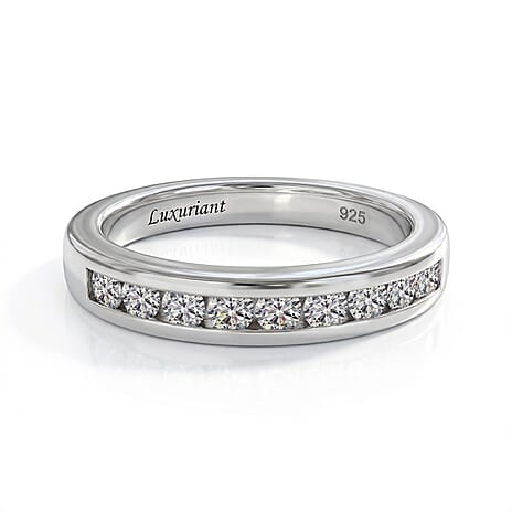 Luxuriant Diamond  Lab Grown Diamond (SI-GH) Band Ring in Rhodium Overlay Sterling Silver 0.50 ct  0.504  Ct.