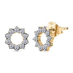 LUXURIANT 0.50 Ct. Lab Grown Diamond Floral Earring with Push Back in 18K Vermeil Yellow Gold Plated Sterling Silver