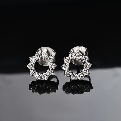 Luxuriant Diamond  Lab Grown Diamond  Fancy Earring in Rhodium Overlay Sterling Silver 0.50 ct  0.500  Ct.