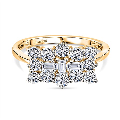 Luxuriant Diamond Lab Grown Diamond (VS-E-F) Boat Ring in 18K Vermeil Yellow Gold Plated Sterling Silver 1.00 Ct.