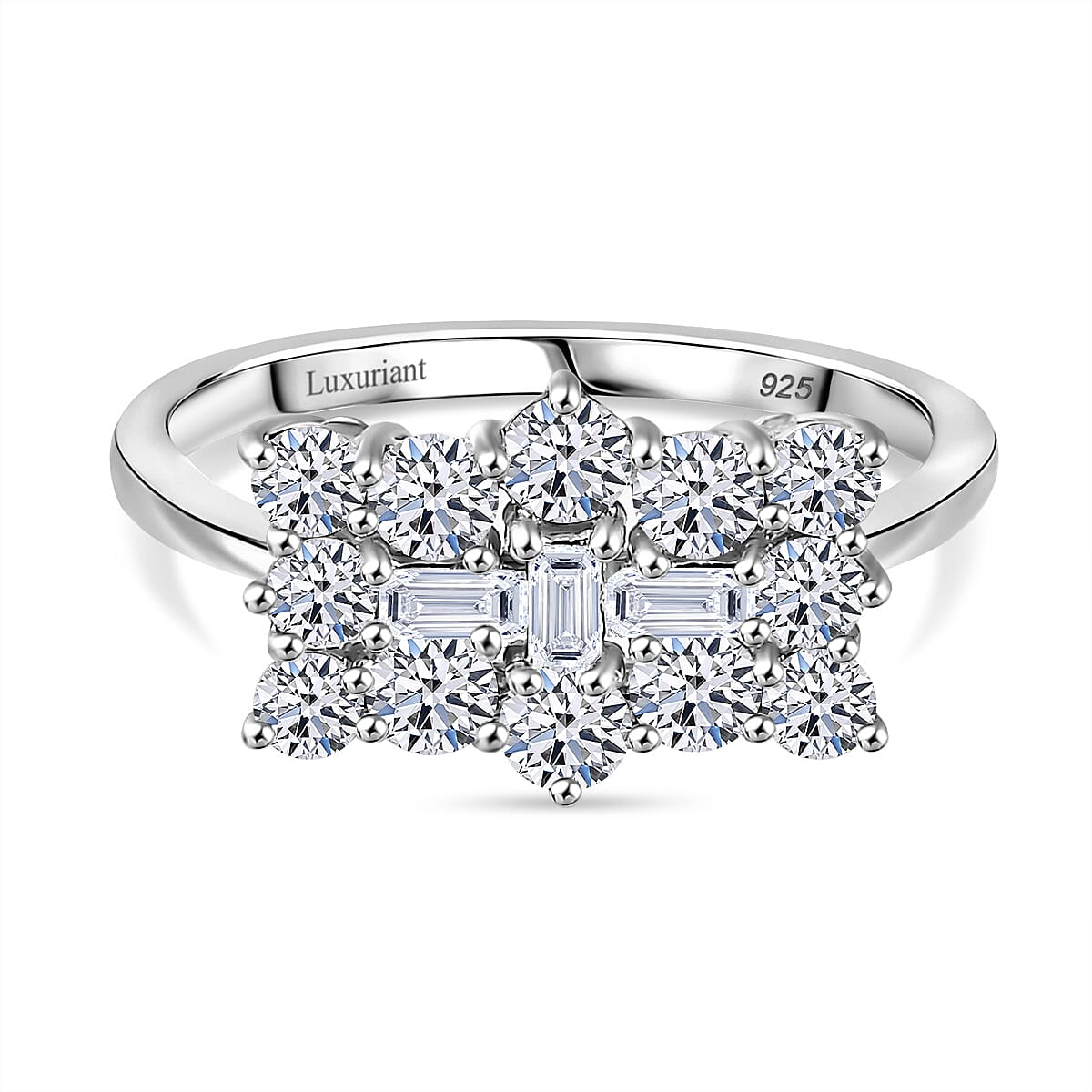 Luxuriant - Lab Grown Diamond (VS-E-F) Boat Ring in Rhodium Overlay Sterling Silver 1.01 Ct.