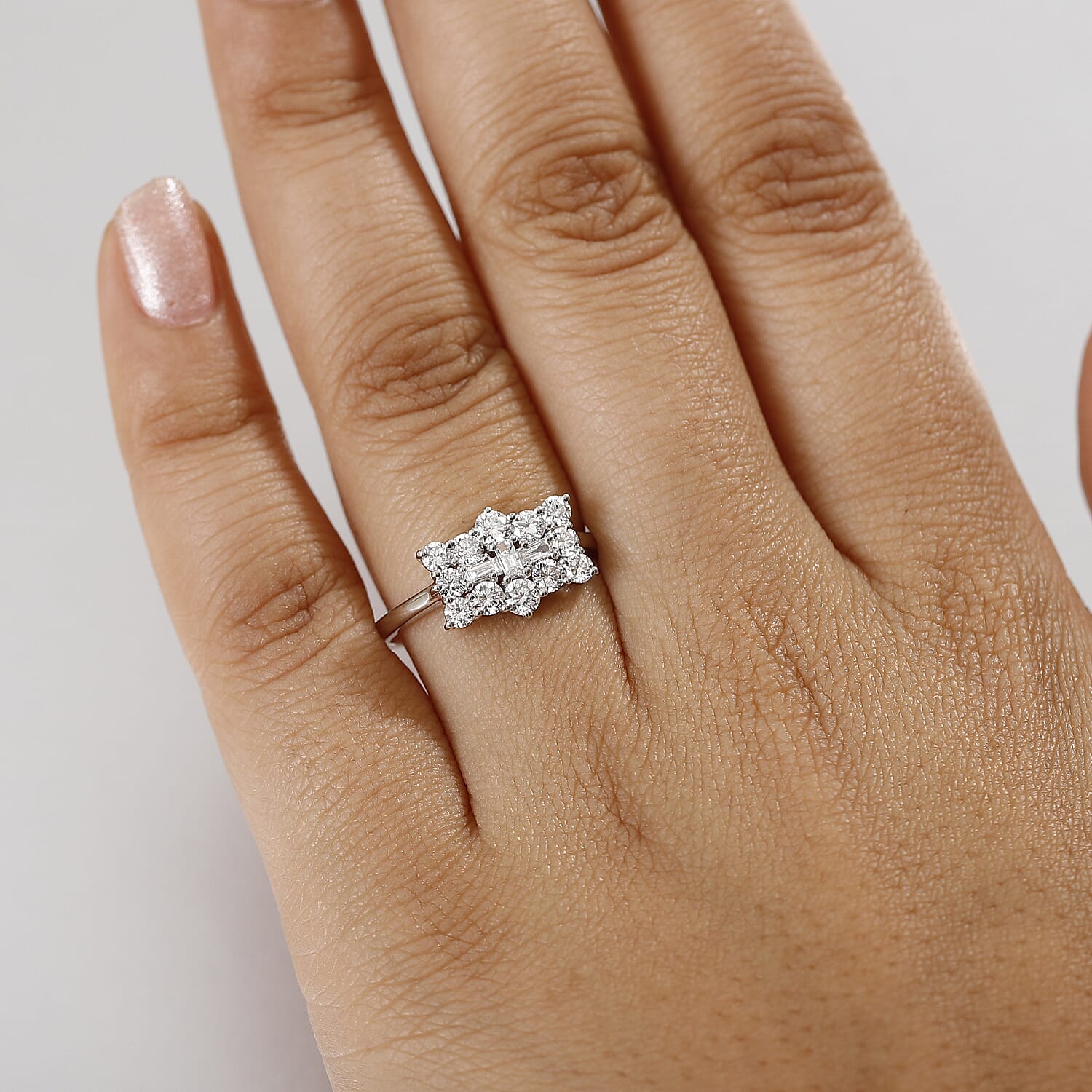 Luxuriant - Lab Grown Diamond (VS-E-F) Boat Ring in Rhodium Overlay Sterling Silver 1.01 Ct.