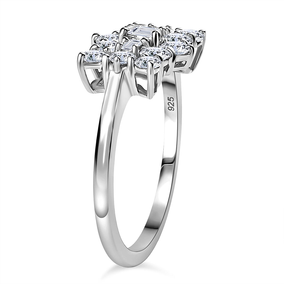 Luxuriant - Lab Grown Diamond (VS-E-F) Boat Ring in Rhodium Overlay Sterling Silver 1.01 Ct.