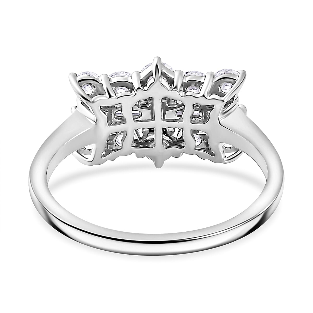 Luxuriant - Lab Grown Diamond (VS-E-F) Boat Ring in Rhodium Overlay Sterling Silver 1.01 Ct.