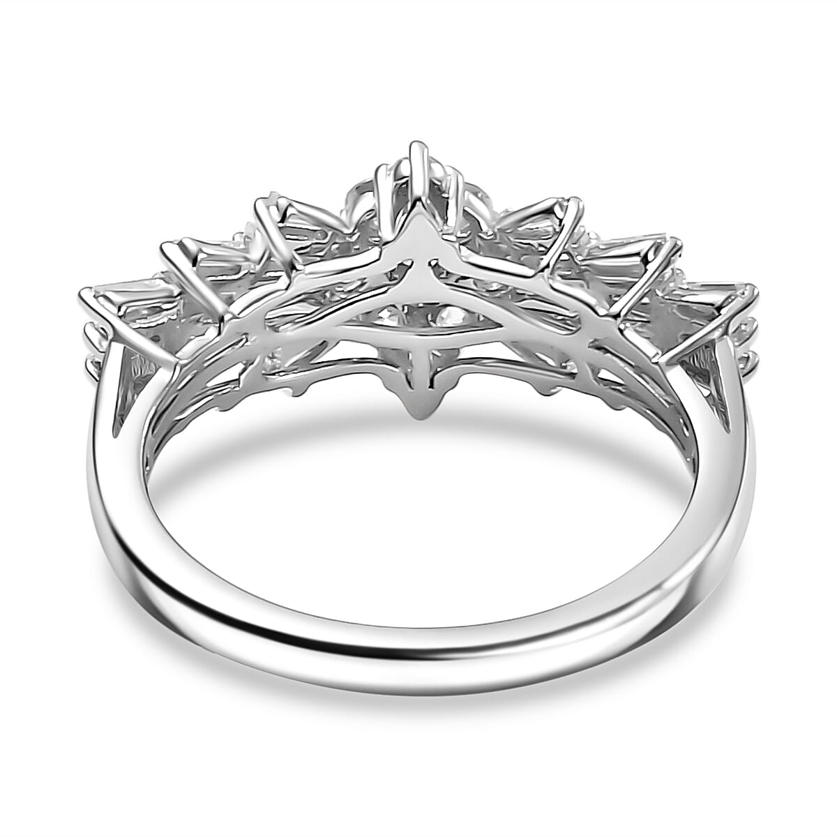 Luxuriant Diamond Lab Grown Diamond (SI-G-H) Ballerina Ring in Rhodium Overlay Sterling Silver 1.00 Ct. Luxuriant Diamond Lab Grown Diamond (SI-G-H) Ballerina Ring in Rhodium Overlay Sterling Silver 1.00 Ct.