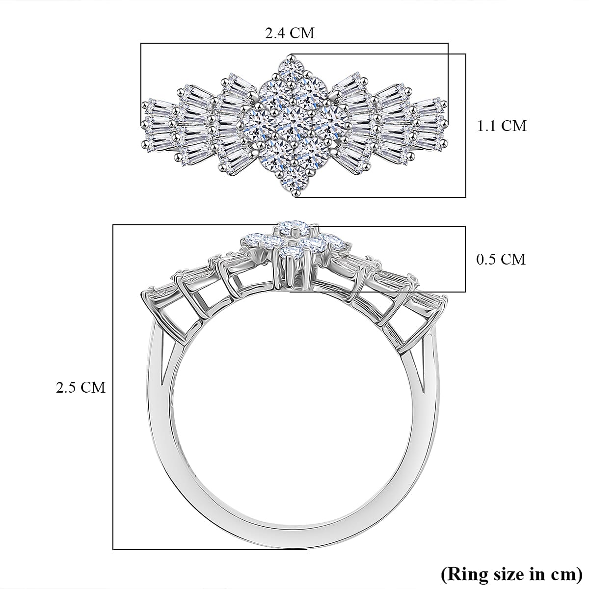 Luxuriant Diamond Lab Grown Diamond (SI-G-H) Ballerina Ring in Rhodium Overlay Sterling Silver 1.00 Ct. Luxuriant Diamond Lab Grown Diamond (SI-G-H) Ballerina Ring in Rhodium Overlay Sterling Silver 1.00 Ct.