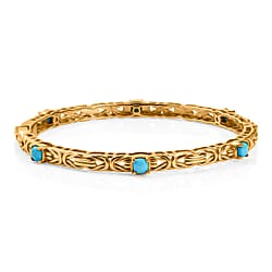 Sleeping Beauty Turquoise  Full Bangle in 18K YG Vermeil Sterling Silver 1.80 ct,  Silver Wt. 17.5 Gms  2.076  Ct.