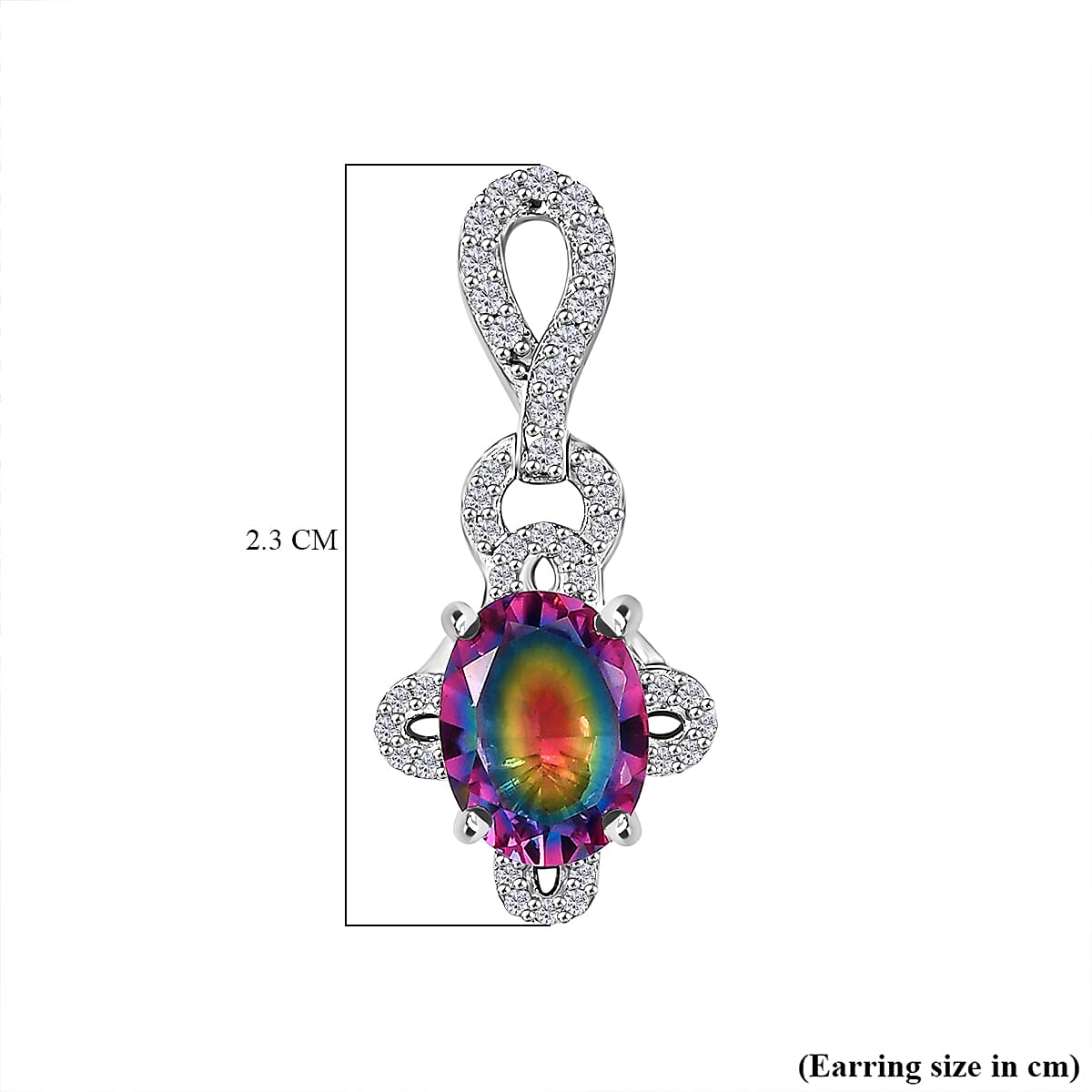 Nebula Quartz & White Zircon Galaxy Glow Dangling Earring with Push Back in Rhodium Overlay Sterling Silver 3.36 Ct.