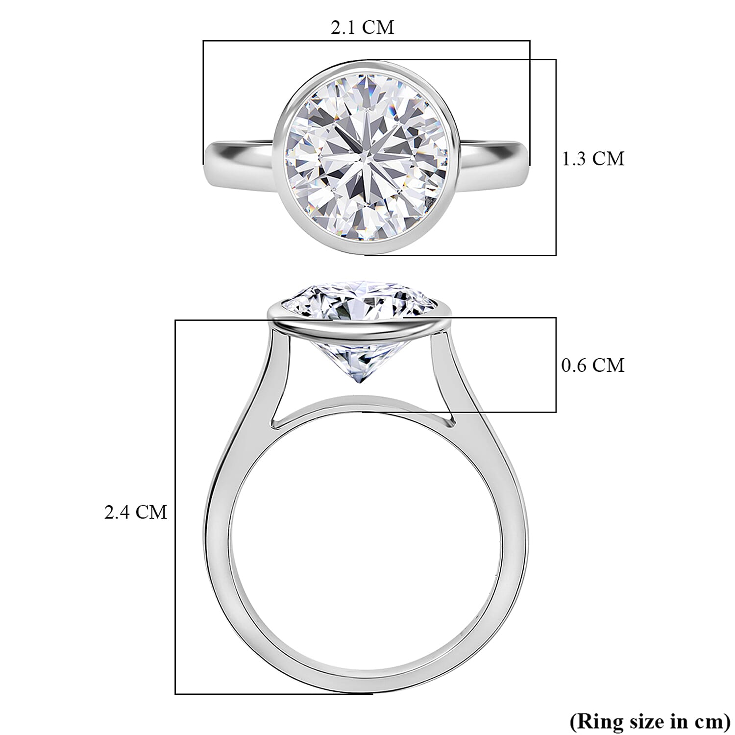 Moissanite Solitaire Ring in Rhodium Overlay Sterling Silver 3.54 Ct.