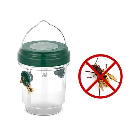 No More Wasps! - 3 Solar Wasp Traps  for Garden Use - LED Light - Double Entrance - 6-8 Hr Working Time Green
