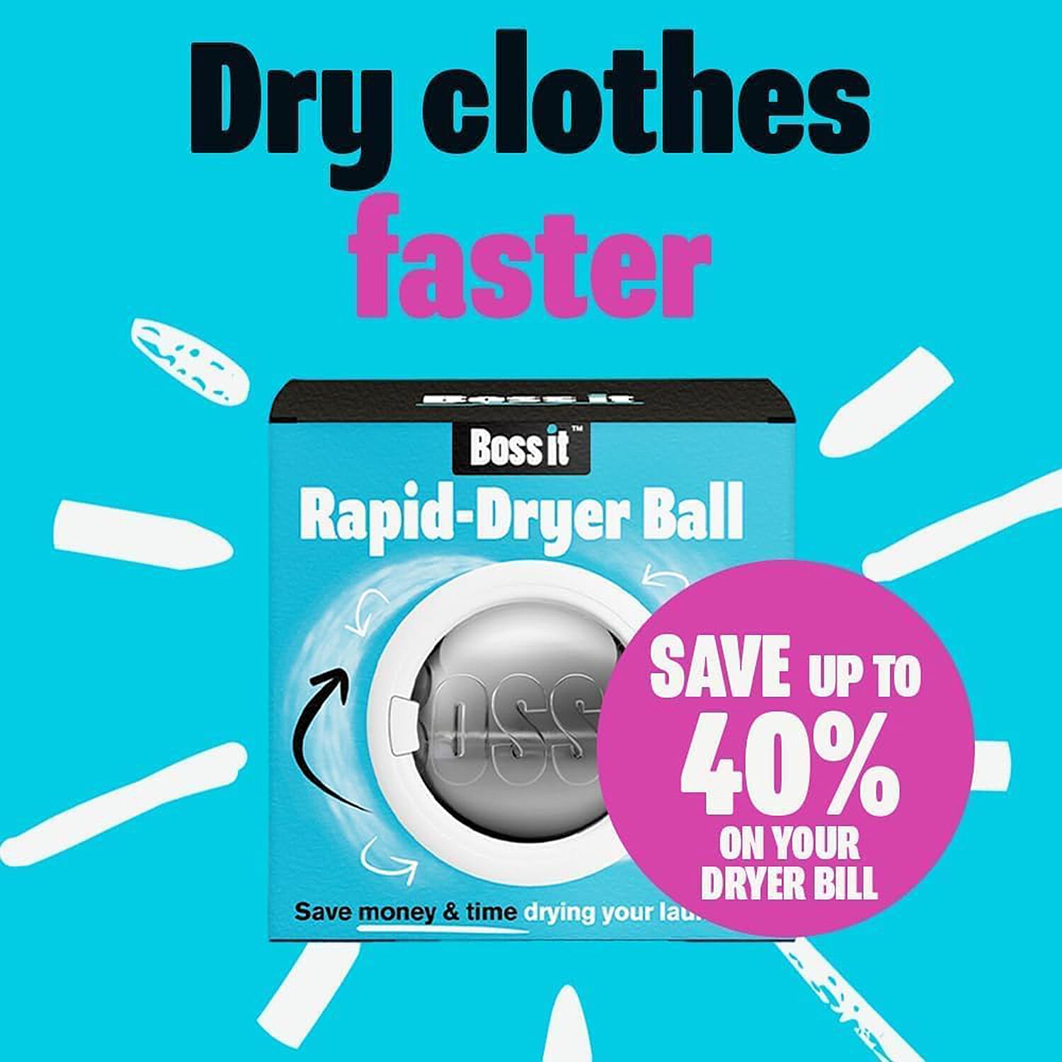 Boss It Ultra Reflective Tumble Rapid Dryer Ball - Silver
