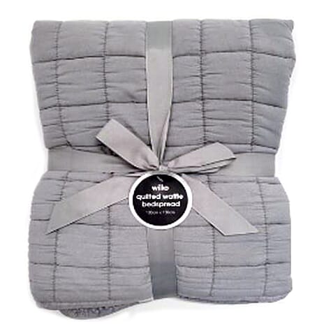 Quilted Waffle Blanket (Size 150x100 cm) - Grey