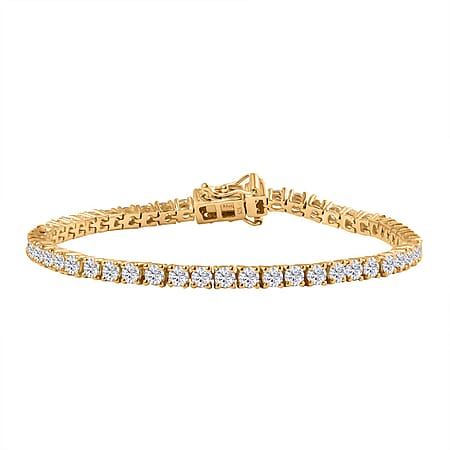 MEGA DAY DEAL - Moissanite Tennis Bracelet (Size - 8) in 18K Vermeil Yellow Gold Plated Sterling Silver 5.40 Ct, Silver Wt. 10.05 Gms. MEGA DAY DEAL - Moissanite Tennis Bracelet (Size - 8) in 18K Vermeil Yellow Gold Plated Sterling Silver 5.40 Ct, Silver Wt. 10.05 Gms.