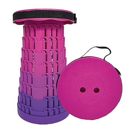 Portable Folding Telescopic Camping Stool - Pink