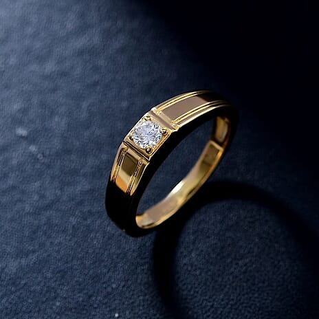 Luxuriant Diamond Lab Grown Diamond (SI-G-H) Signet Ring in 18K Vermeil Yellow Gold Plated Sterling Silver