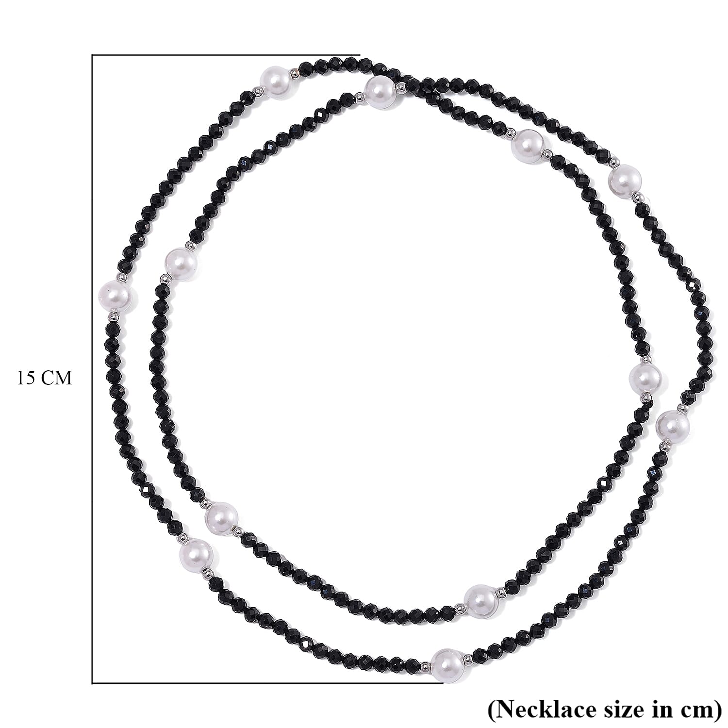 White Shell Pearl & Black Spinel Necklace (Size 30) 127.00 Ct.