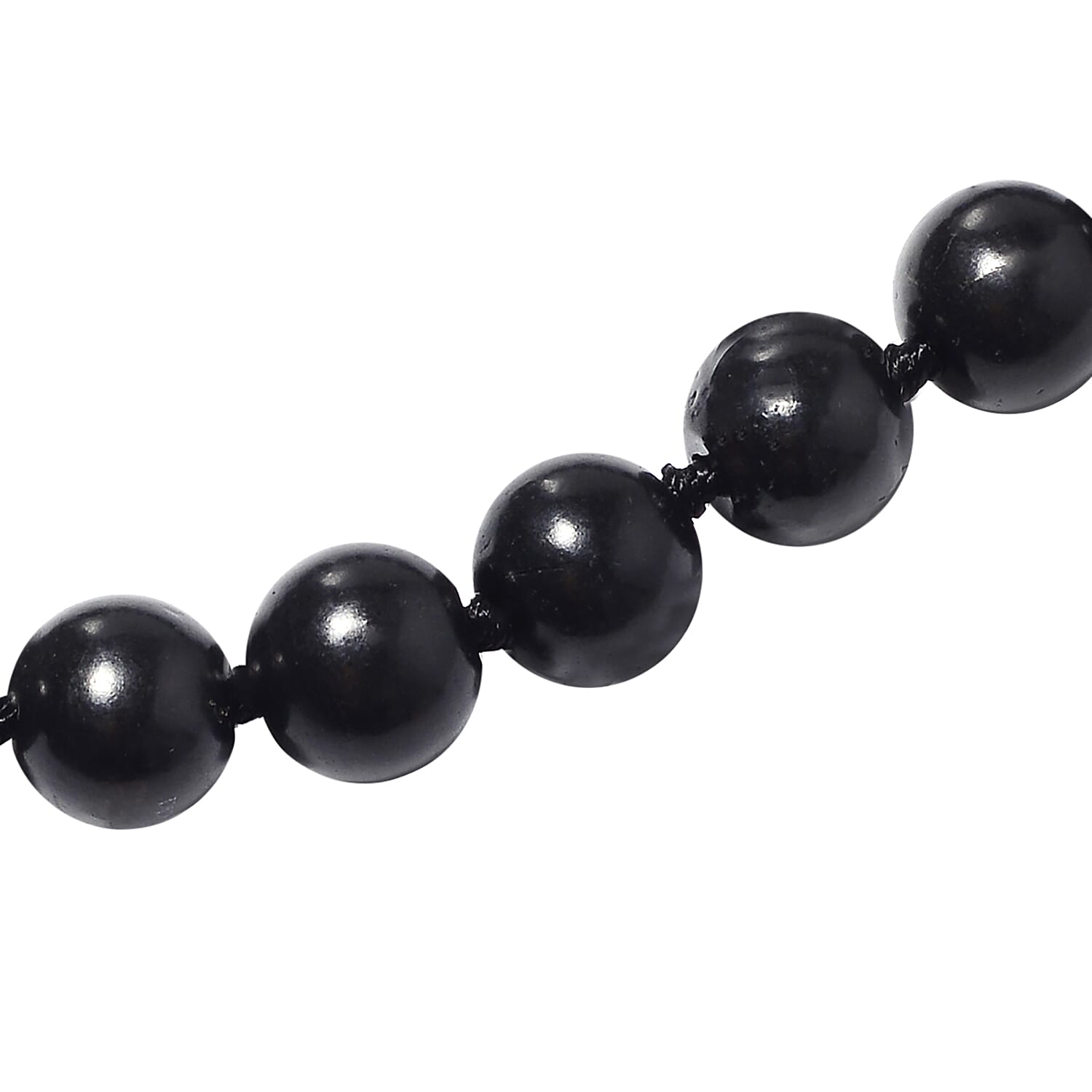 Shungite Beads Necklace (Size - 20) with Magnetic Clasp in Rhodium Overlay Sterling Silver 522.50 Ct.