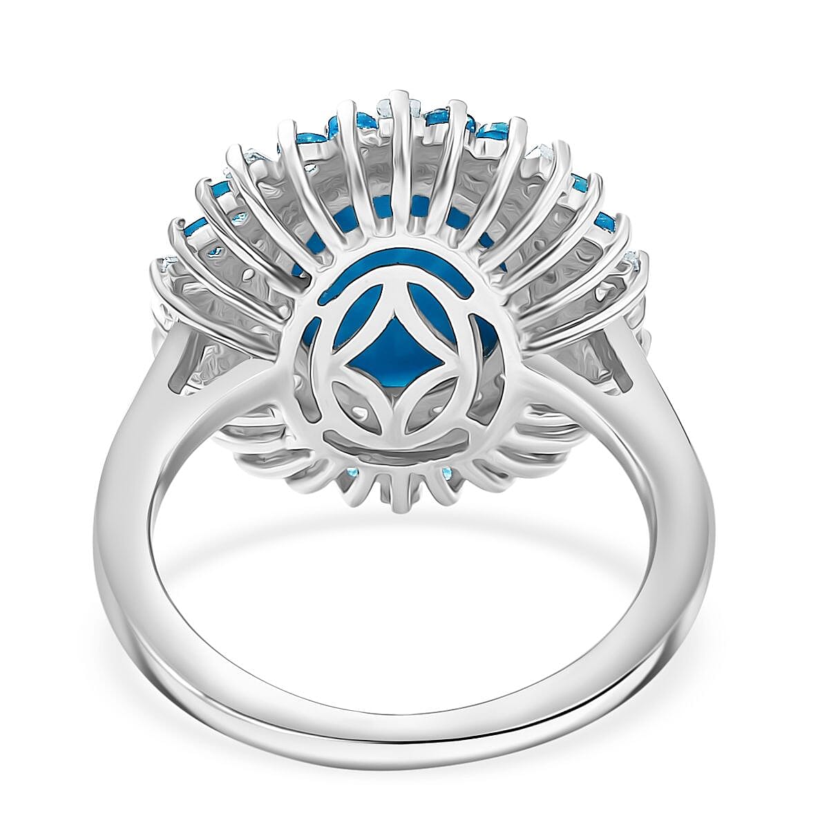 Sleeping Beauty Turquoise, White Zircon & Neon Apatite Ring in Rhodium Overlay Sterling Silver 3.92 Ct. Sleeping Beauty Turquoise, White Zircon & Neon Apatite Ring in Rhodium Overlay Sterling Silver 3.92 Ct.