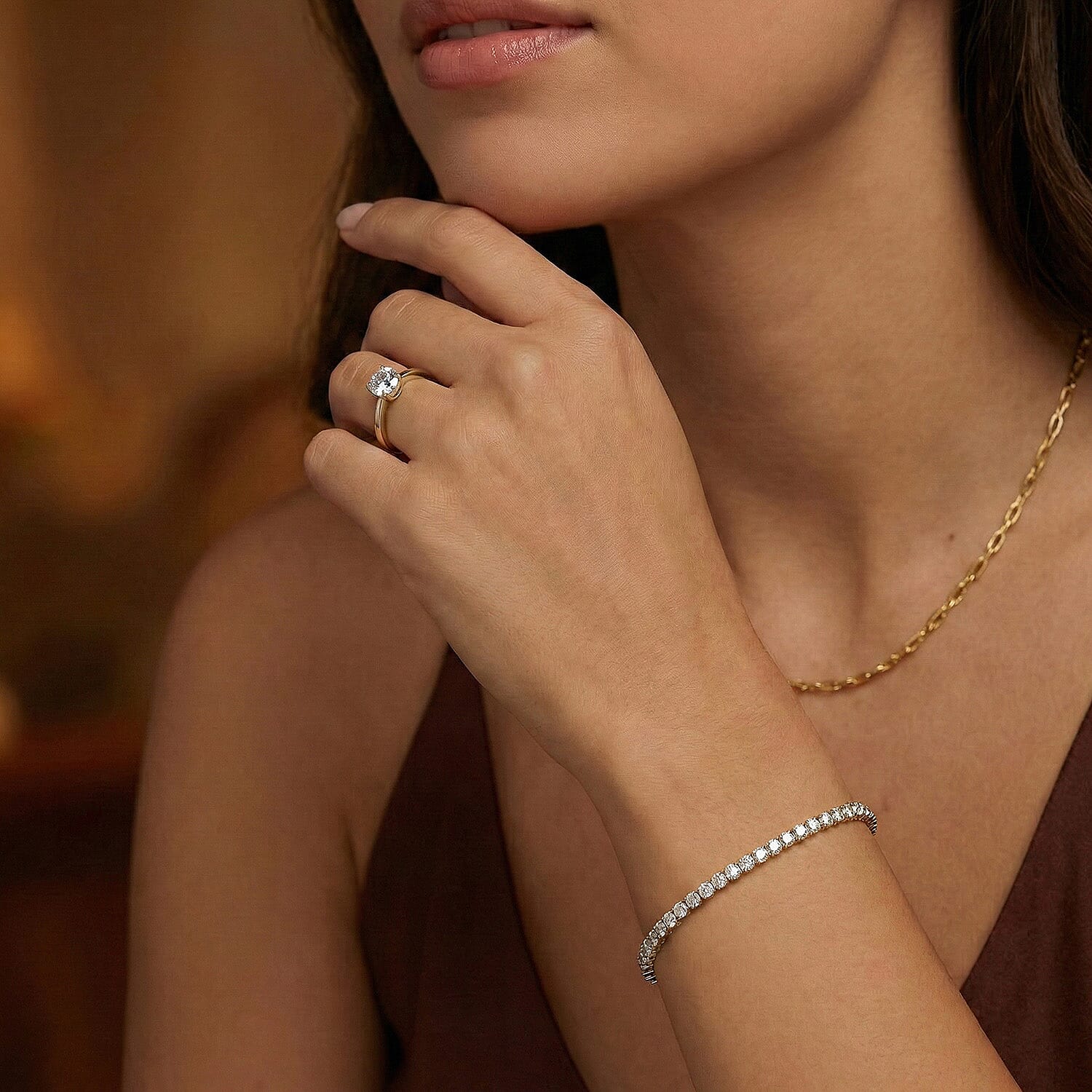 Moissanite Cluster Bracelet in Sterling Silver