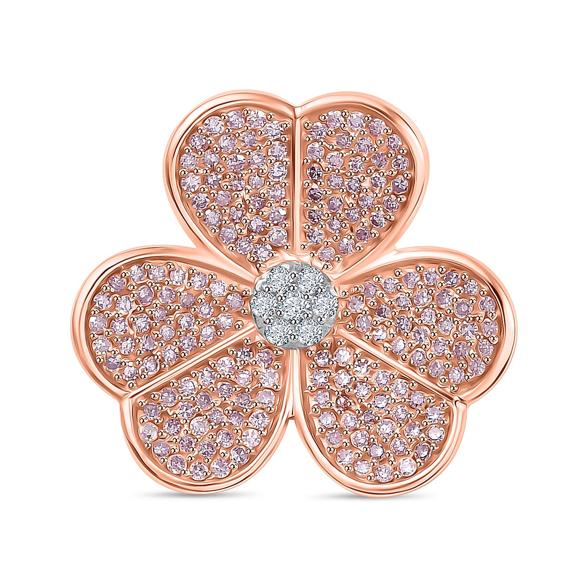 Designer Inspired - 9K Rose Gold SGL Certified Natural Pink and White Diamond Pendant 0.55 Ct.