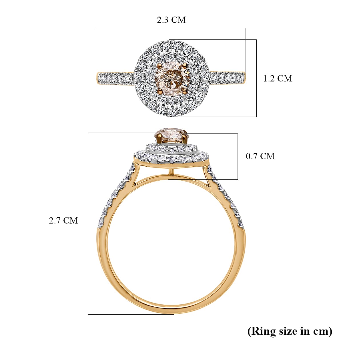 Argyle Deal- 9K Yellow Gold SGL Certified Natural Champagne (0.5Ct) and Natural White Diamond Ring 1.00 Ct Argyle Deal- 9K Yellow Gold SGL Certified Natural Champagne (0.5Ct) and Natural White Diamond Ring 1.00 Ct