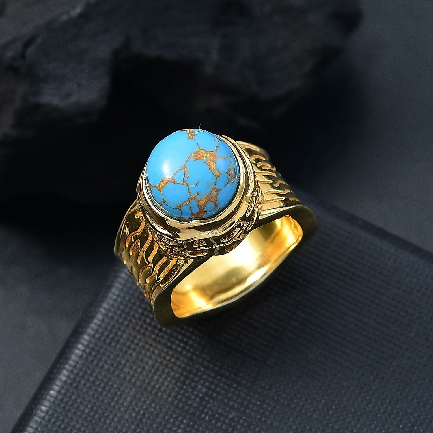 Blue Turquoise Solitaire Ring 3.67 Ct.