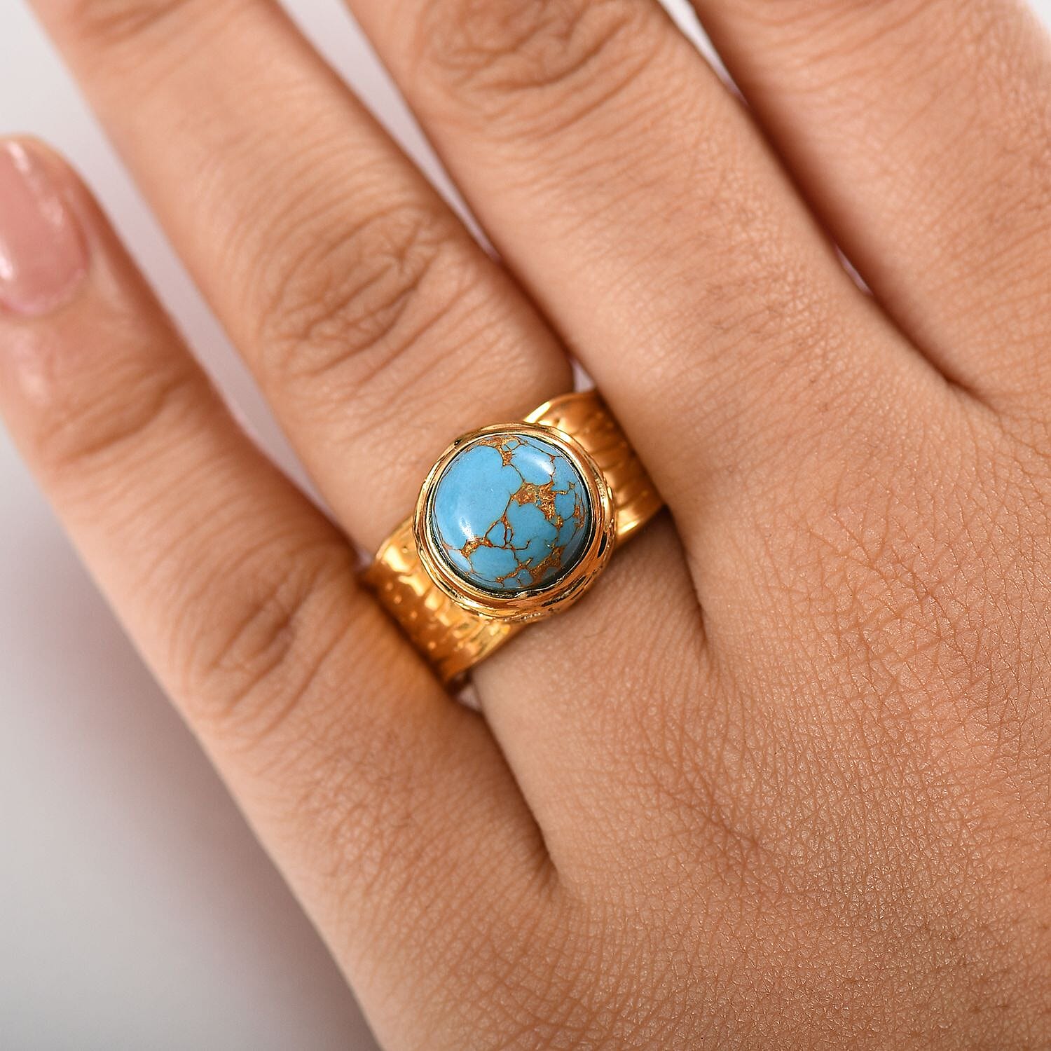 Blue Turquoise Solitaire Ring 3.67 Ct.