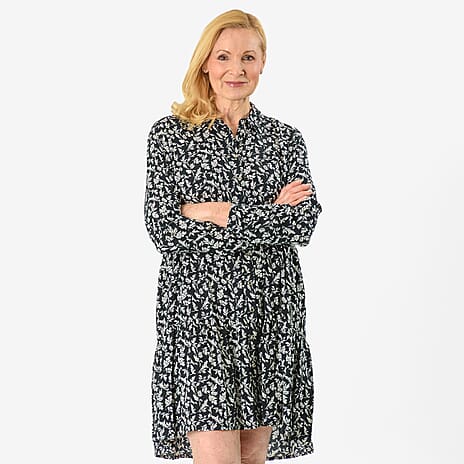 Closeout Deal Printed Tunic Top (Size 18) - Navy