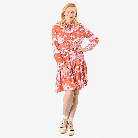 Closeout Deal Printed Tunic Top (Size 10) - Orange Purple